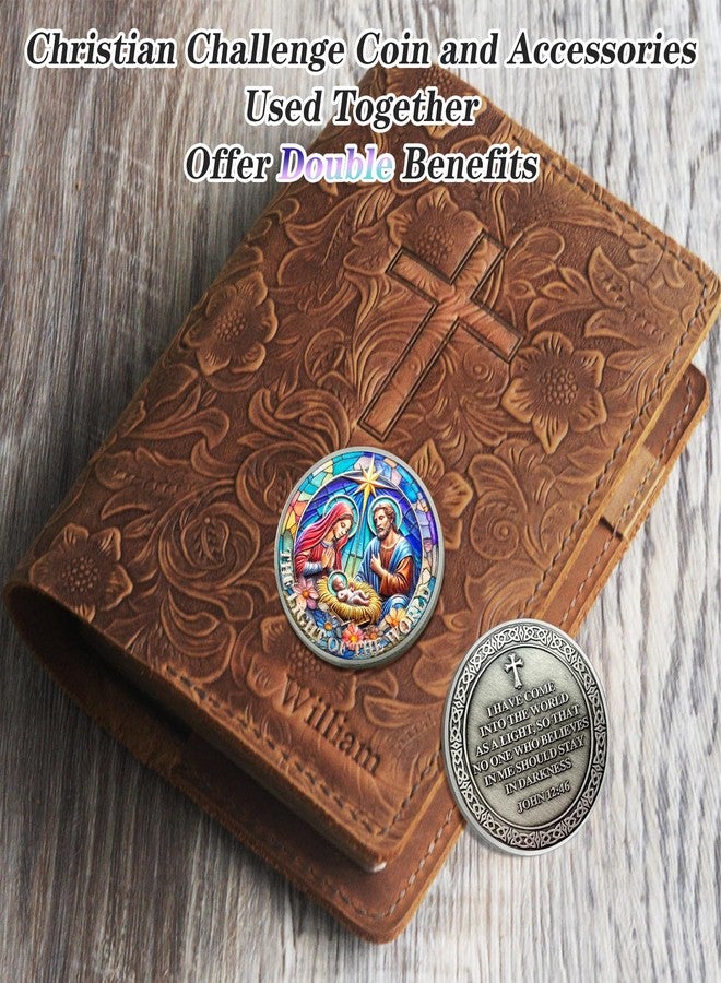 IELCJJ Colorful Nativity Christian Challenge Coin - John 12:46 Jesus Religious Token - Art God Pocket Bible Verses Coins for Study - Good Luck Commemorative Gifts for Men Women Kids Coworker - Image 5